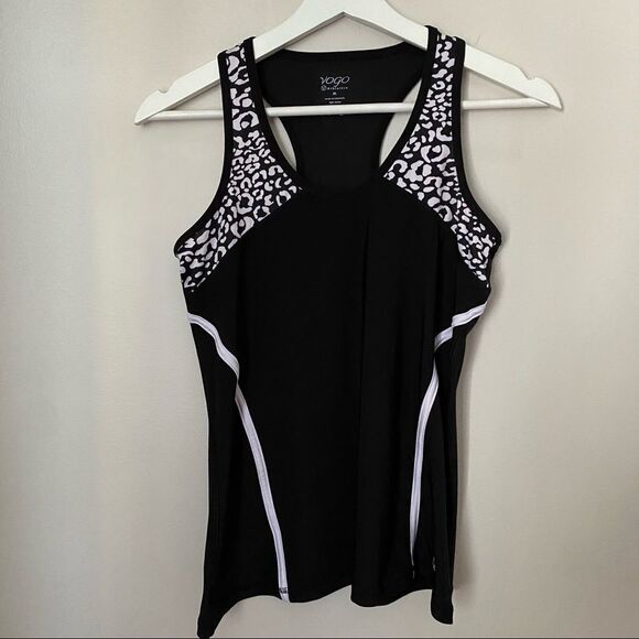 Vogo Athletica Tank Top Black White Pattern Leopard Athleisure Workout Neutral - Picture 1 of 6